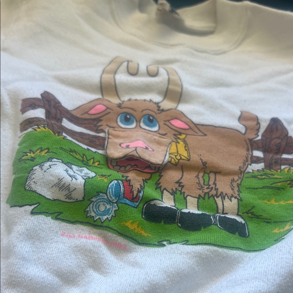 Kids' White and Brown Goat Sweatshirt - Picture 2 of 8